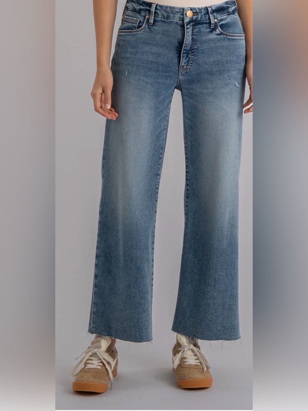 Meg Fab Ab Raw Hem High Waist Wide Leg Jeans Sz 14 - Picture 3 of 14
